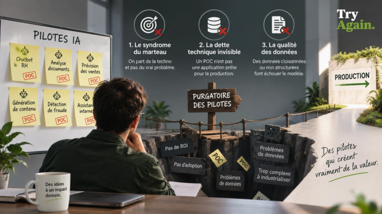 POC IA bloqués avant la mise en production à cause du manque de ROI, de la dette technique et de problèmes de données