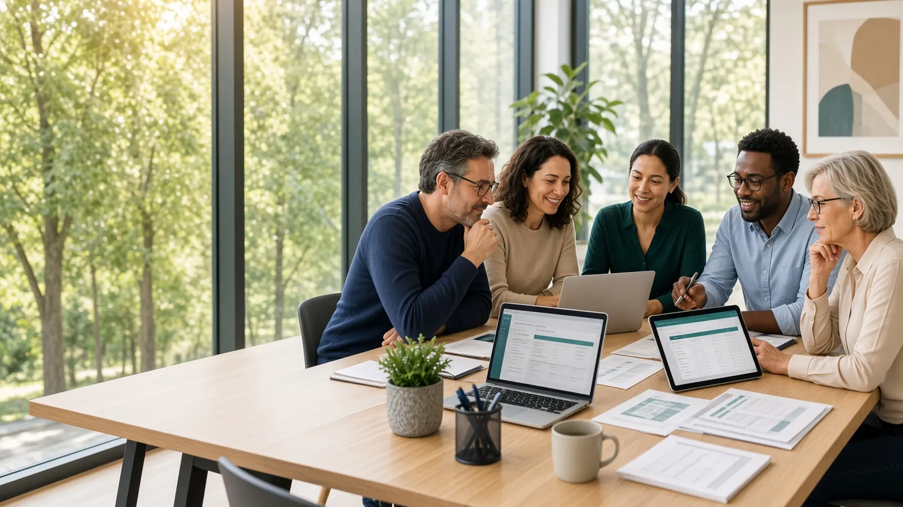 image d'une formation de plusieurs personnes en distanciel autour de pc portables